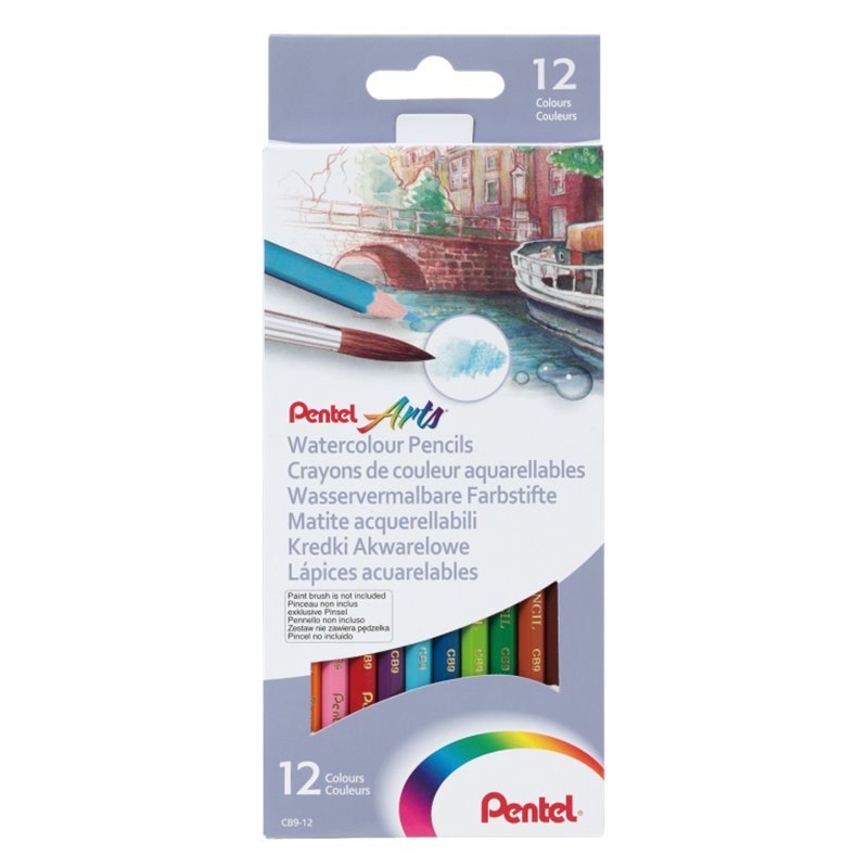 Spalvoti pieštukai PENTEL ARTS, akvareliniai 12 spalvų Spalvoti pieštukai PENTEL ARTS, akvareliniai 12 spalvų