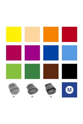 Kūrybinis rinkinys STAEDTLER 146 10C, 12 spalvotų pieštukų + 3 grafitiniai pieštukai,  vandens teptukas, drožtukas