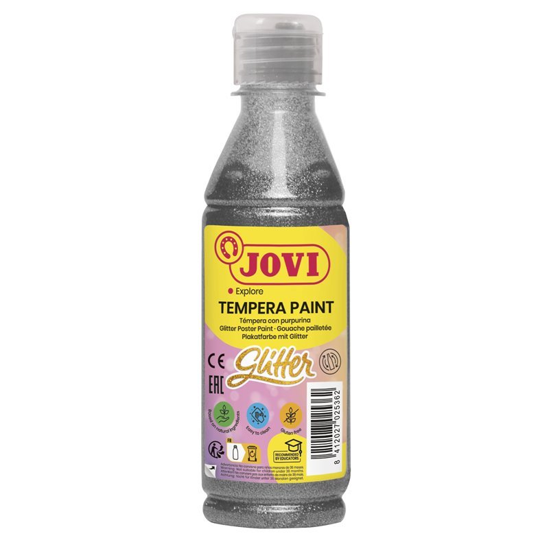 Tempera dažai JOVI, 250ml, sidabrinės sp., blizgūs