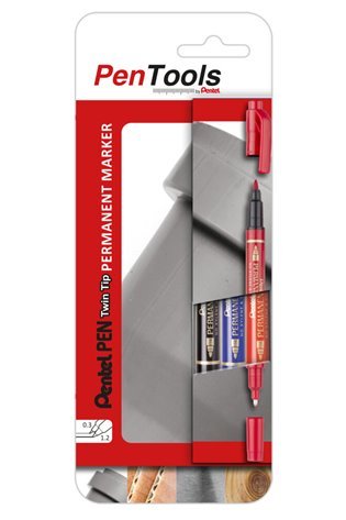 Permanentinis žymeklis Pentel Tool Twin Tip N75W, 0,3–1,2 mm, 3 vnt., įvairios spalvos