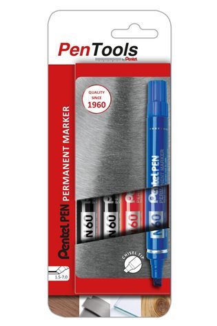 Permanentinis Žymeklis Pentel Pen N60, 1,5 - 7 mm, 4 vnt., įvairių spalvų