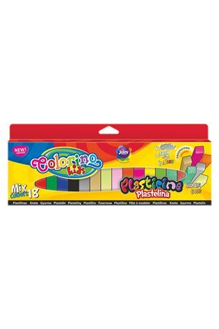 Plastilinas Colorino Kids, kvadratinės formos, 18 mix spalvų (auksinė, sidabrinė, šviečianti tamsoje