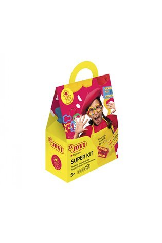 SUPER rinkinys Jovi: Plastilinas 3 blokeliai x 50 gr + 6 formelės ir 1 volelis plastilinui