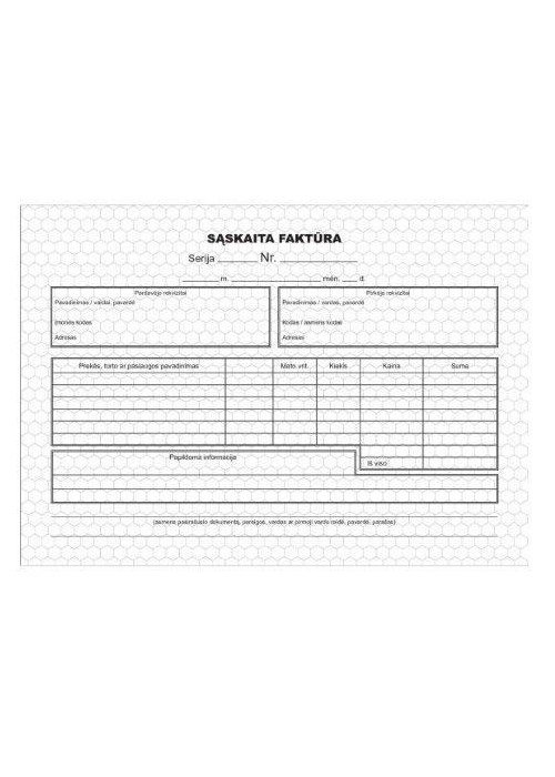 Sąskaita-faktūra A5x2x50 be Nr.
