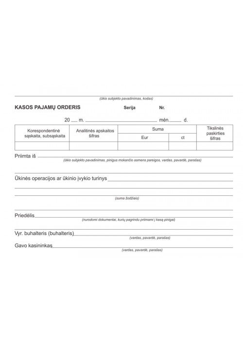 Kasos pajamų orderis A5 SC(kompl.50vnt)