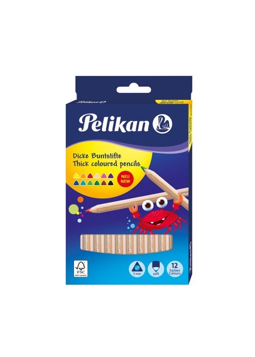 Pieštukai spalvoti stori trikampiai 12sp